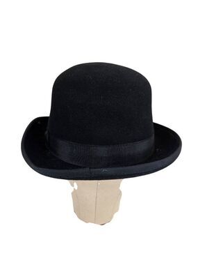 Black Jaxon Bowler Hat Classic English Derby Wool Vintage Style Size L Retro